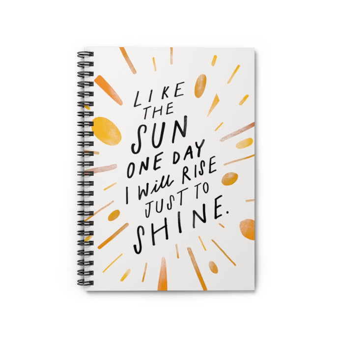 Whimsical 6” x 8” spiral notebook with hand-lettered and illustrated quote about self-empowerment on the cover.