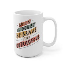 Load image into Gallery viewer, Inspiring word art about living your best life printed in bright, bold colors on the side of this 15 oz white ceramic coffee mug.
